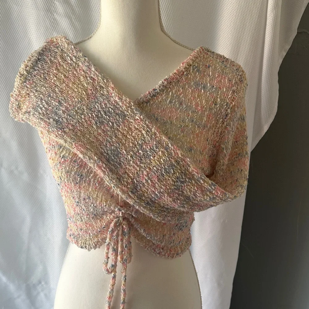 Multicolor Off-Shoulder Long Sleeve Top
